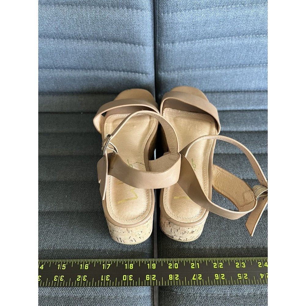 Lulus Platform Cork Wedge Strap Tan Ankle Strap Sandal Womens Size 7 - Picture 2 of 11